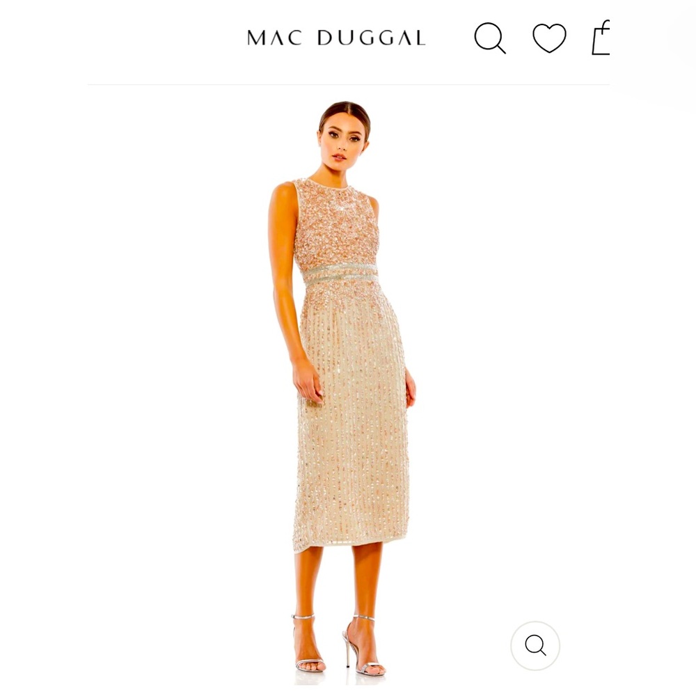 NWT Mac Duggal nude dress with sequins.